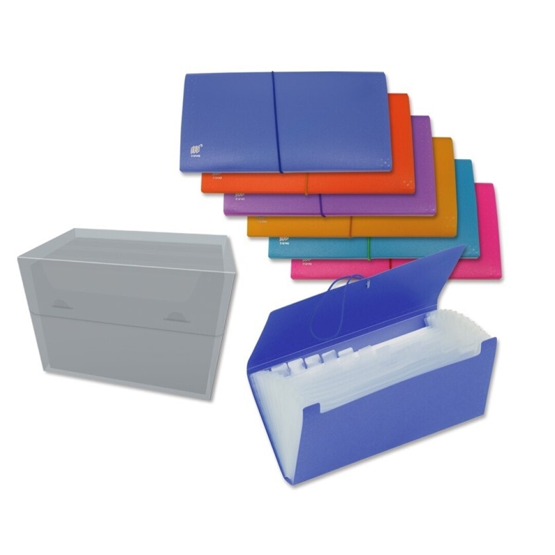 Expanding File Bismark 26X14  12 Pockets W/Elastic Neon