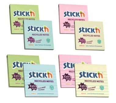 Stick Notes Stick N Extra Sticky 76X76Mm Recycled Green 21585