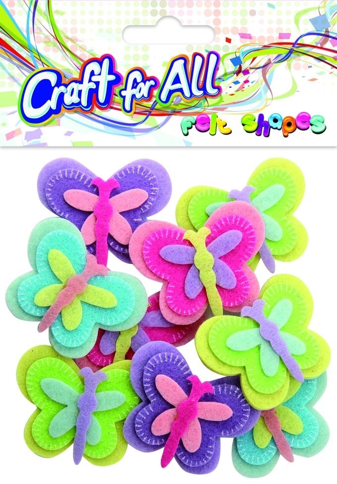 Craft For All Felt Shapes Butterflies 12Pcs/Pack Ca-474