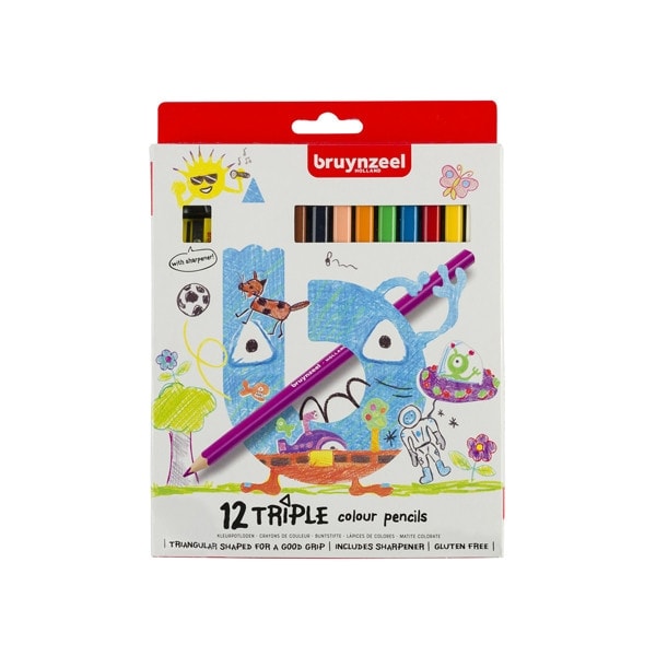Bruynzeel Triple Colour Pencil Set | 12 Colours