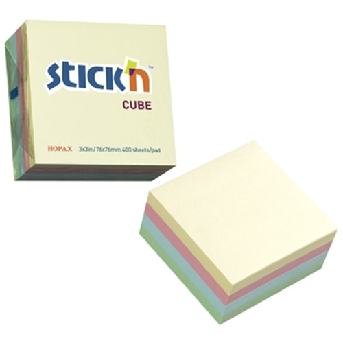 Stick Notes Stick N 76X 76Mm 400Sh/Cube Pastel Mixed 21013