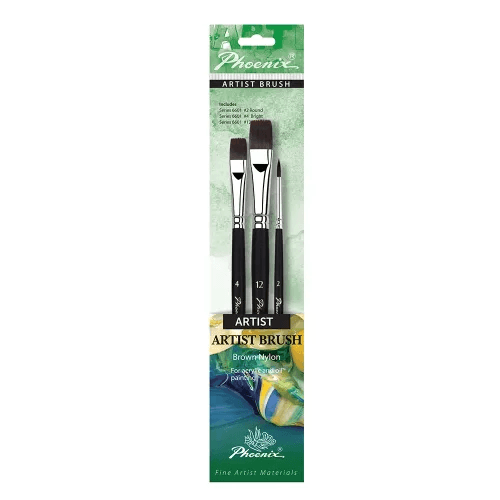 Brush Phoenix Acrylic Brown Multi Purpose Starter Set 3/Pack
