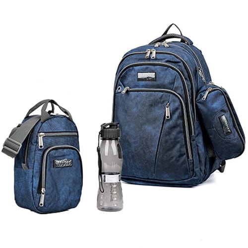 Navy Blue Set Backpack Leopard
