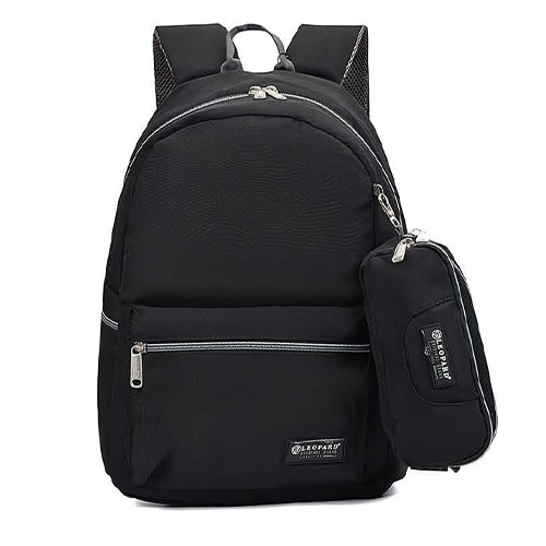 Black Set Backpack Leopard