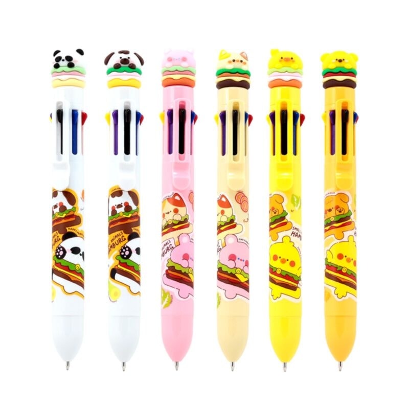 Cute Hamburger Multi Colour Pen with Topper (8 Colours)