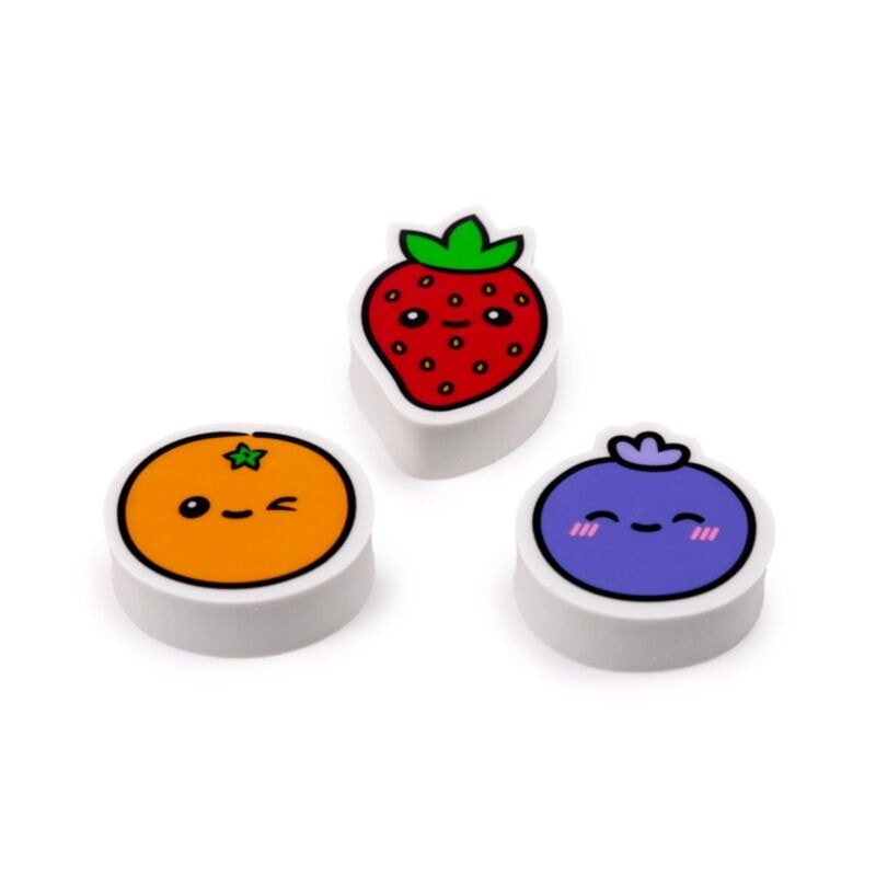 Foodiemals Fruit 3 Piece Shaped Eraser Set