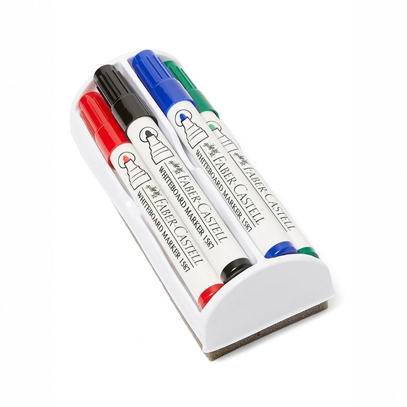 Marker Dry-Erase Faber-Castell Bullet+Eraser 4Color 1587/4E