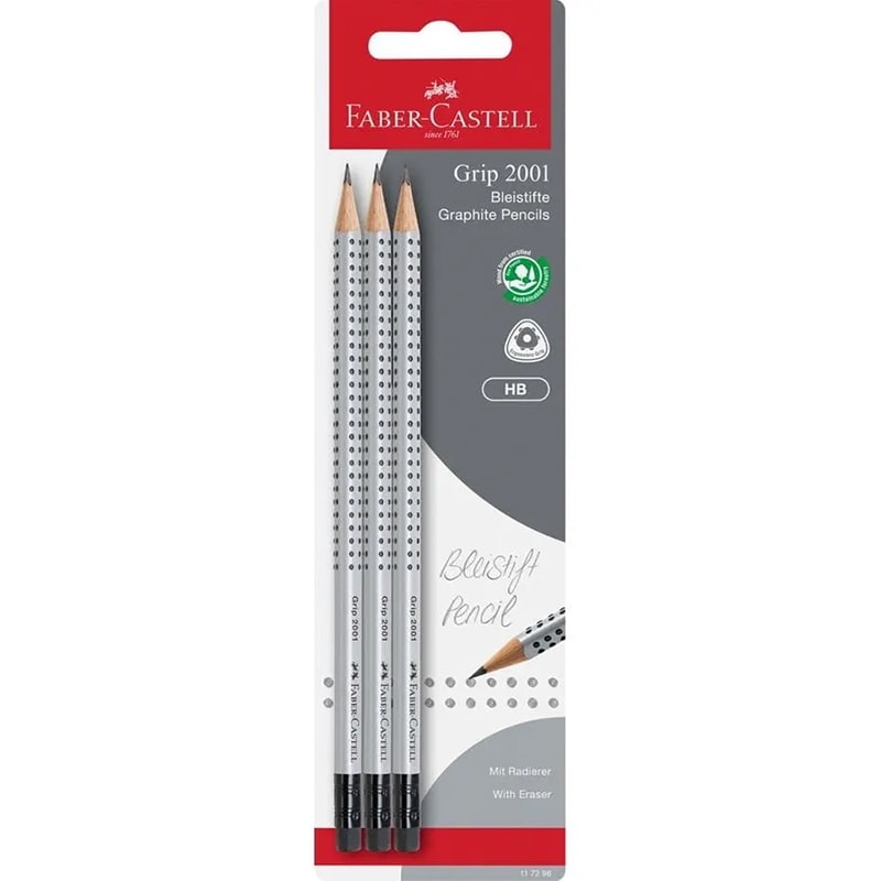 Pencil Faber Castell Trio 2001 117200 Hb Grip W/Rubber