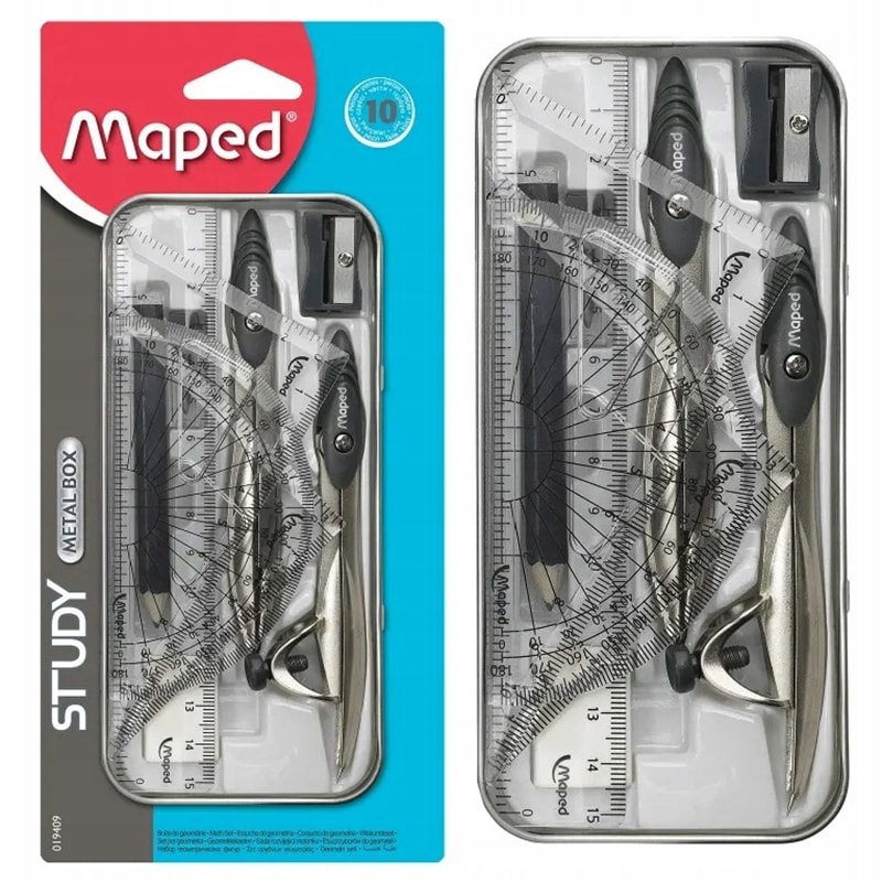 Geometrical Set Maped 10Pcs W/2Metal Compass Md-019409