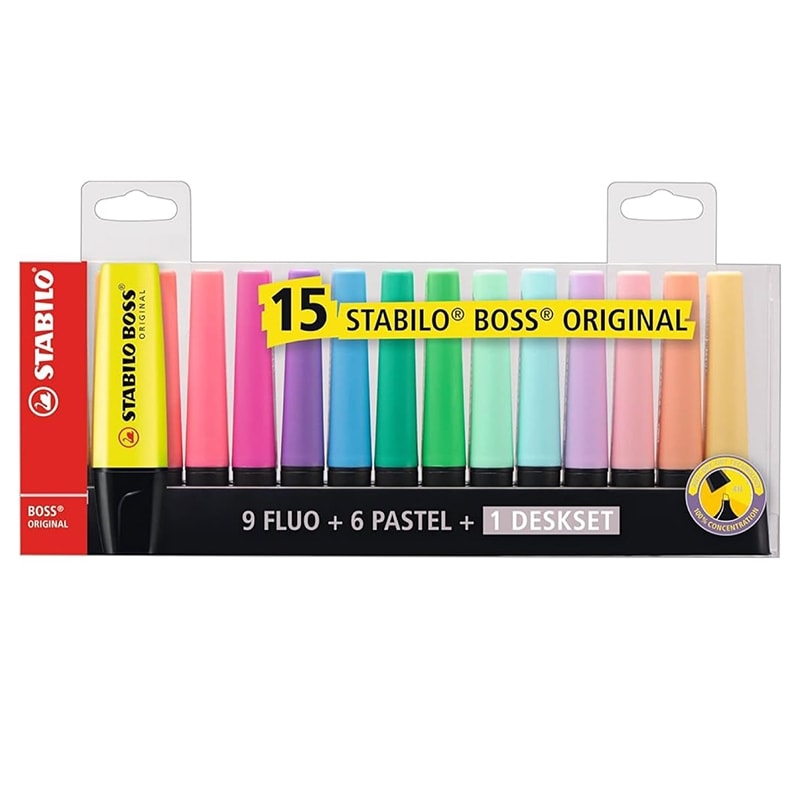 Highlighter Stabilo Boss Wallet 15Pcs St7015-01-5