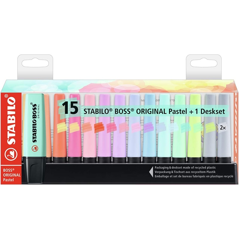 Highlighter Stabilo Boss Pastel Wallet 15Pcs St7015-02-5