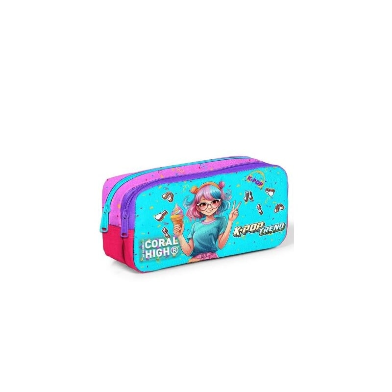 Pencil Case Coral High K-Pop Trend Squared 2 Comp. 12118