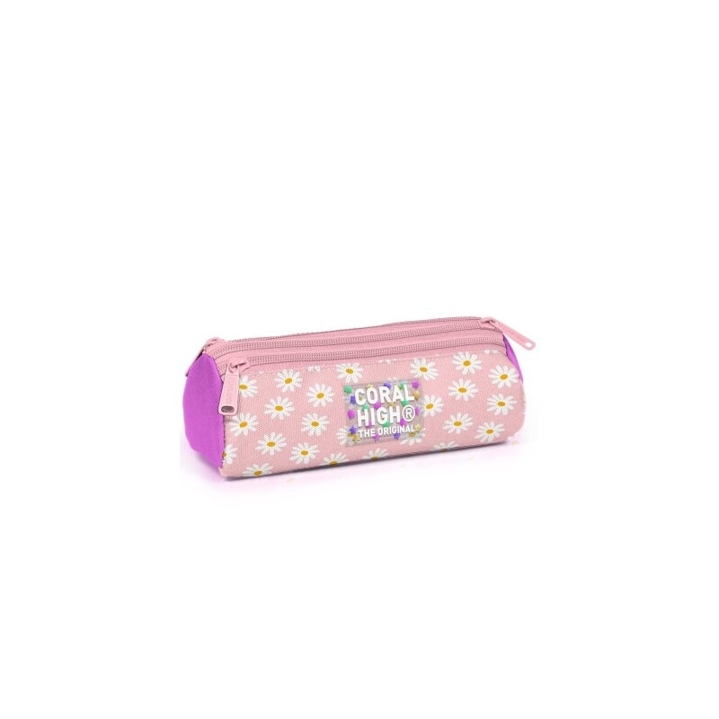 Pencil Case Coral Daisy Pink Triangular 3 Comp. 31024