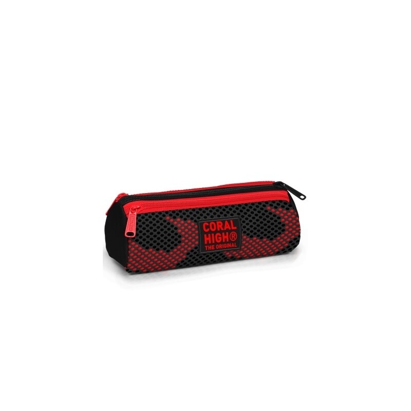 Pencil Case Coral Mesh Black Red Triangular 3 Comp. 31033