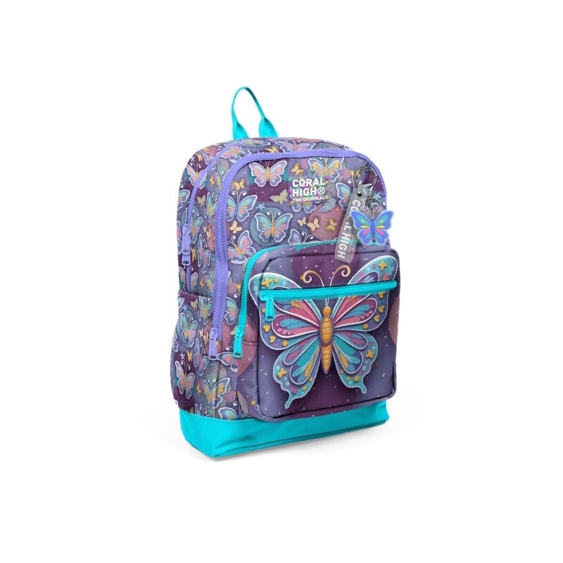 Backpack Coral High Kids Butterfly Purple Large 2 Comp. 33206
