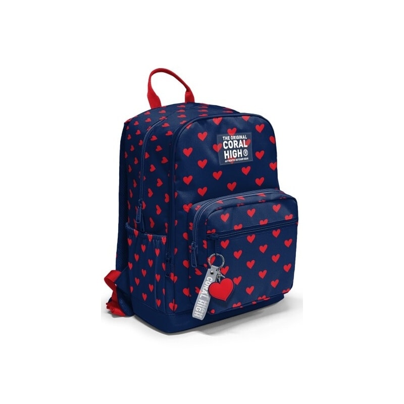 Backpack Coral High Kids Denim Heart Red Large 2 Comp. 33229