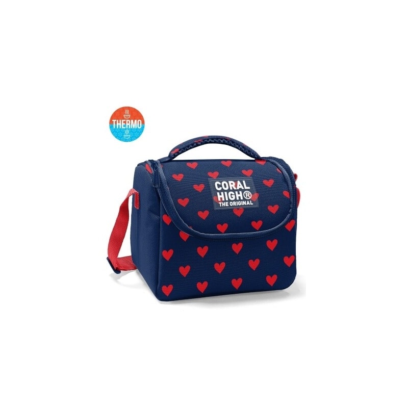 Lunch Bag Coral High Denim Heart Red Thermo 37129