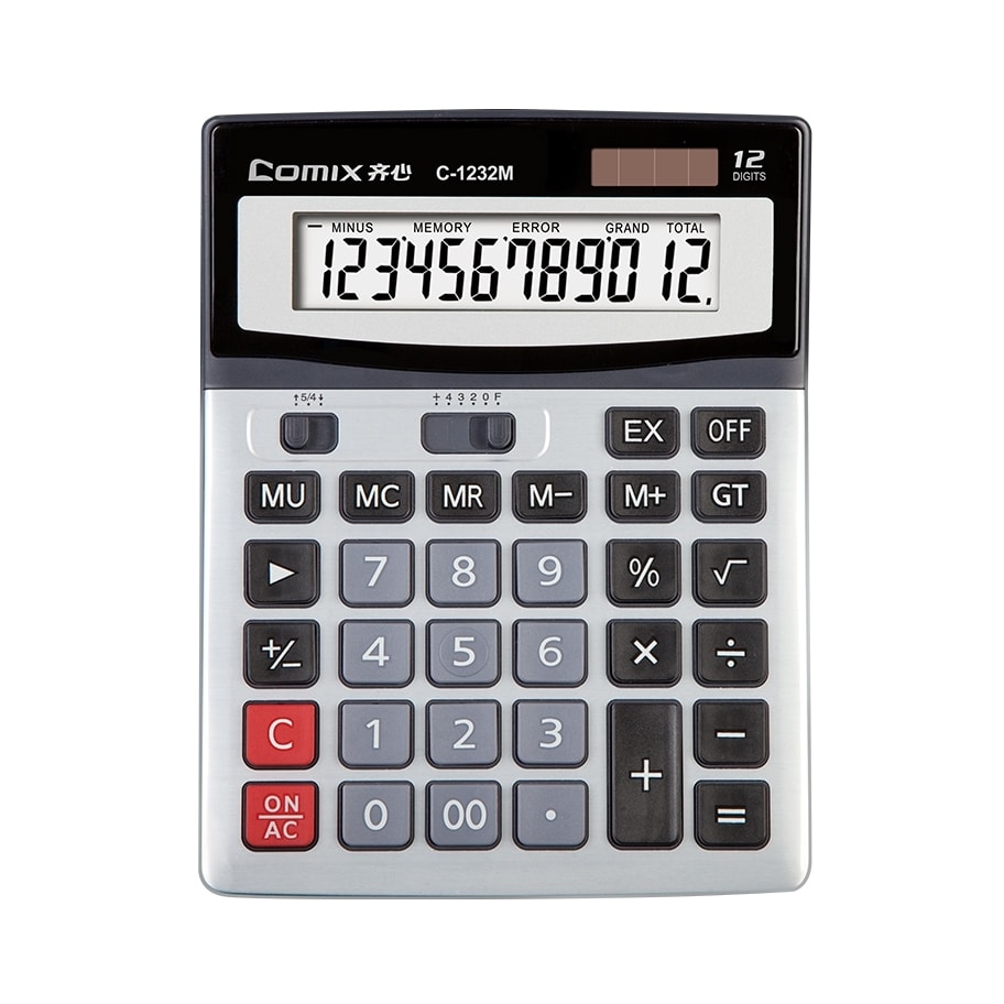 Calculator Comix 12 Digits Silver C-1232M