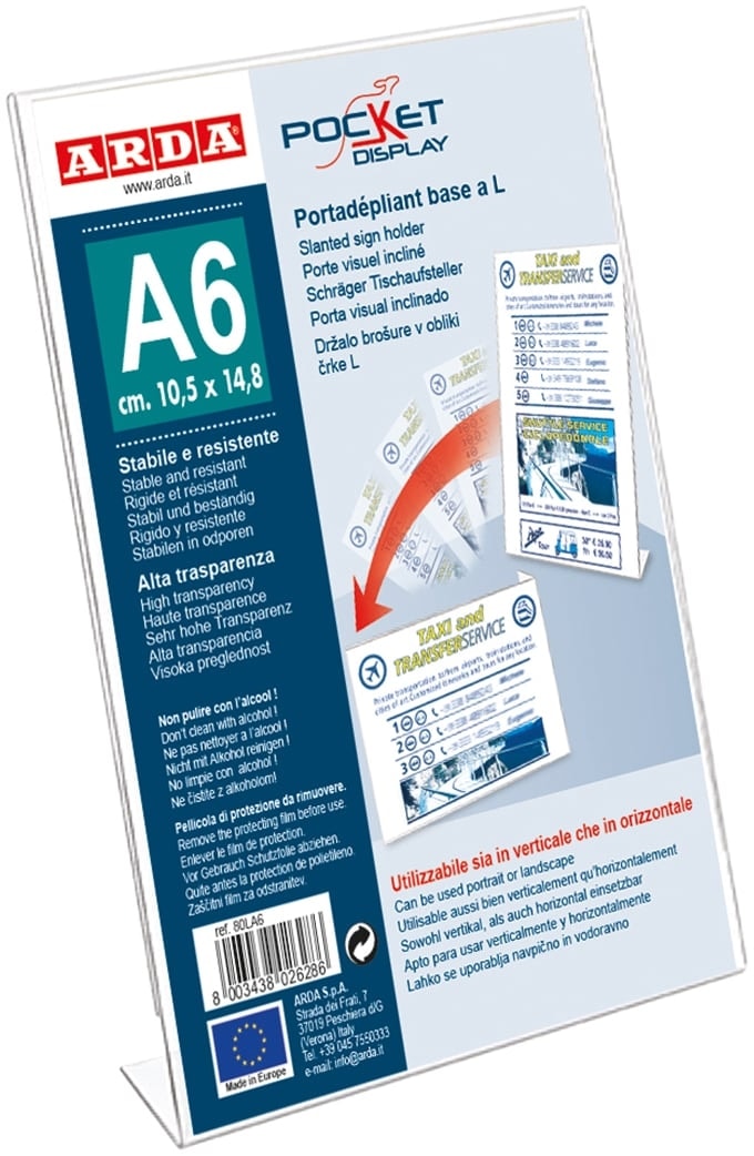 Sign Holder Arda Desktop L Base A6 Clear 80La6