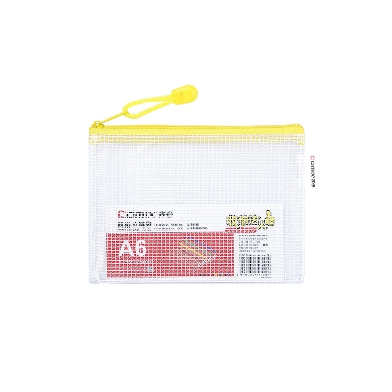 File Envelope Comix Pvc A6 W/Zipper Mesh Assorted A1158