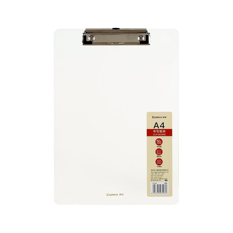 Clipboard Comix A4 Plastic Clear Grey A7644