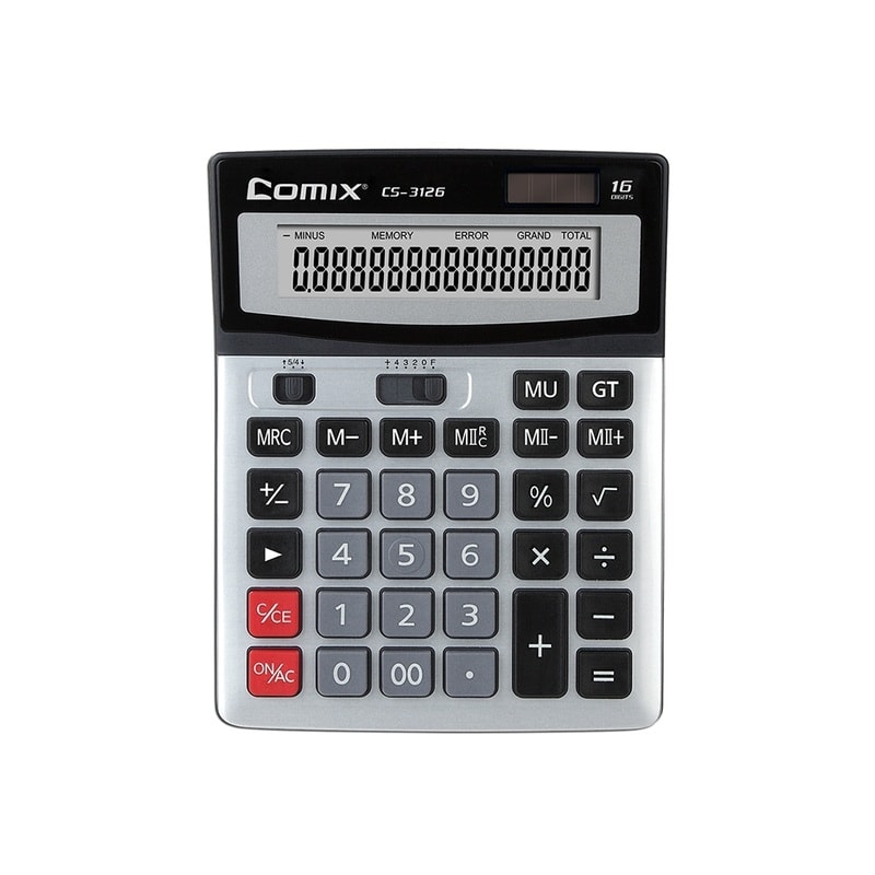 Calculator Comix 16 Digits 190X148Mm Silver Cs-3126