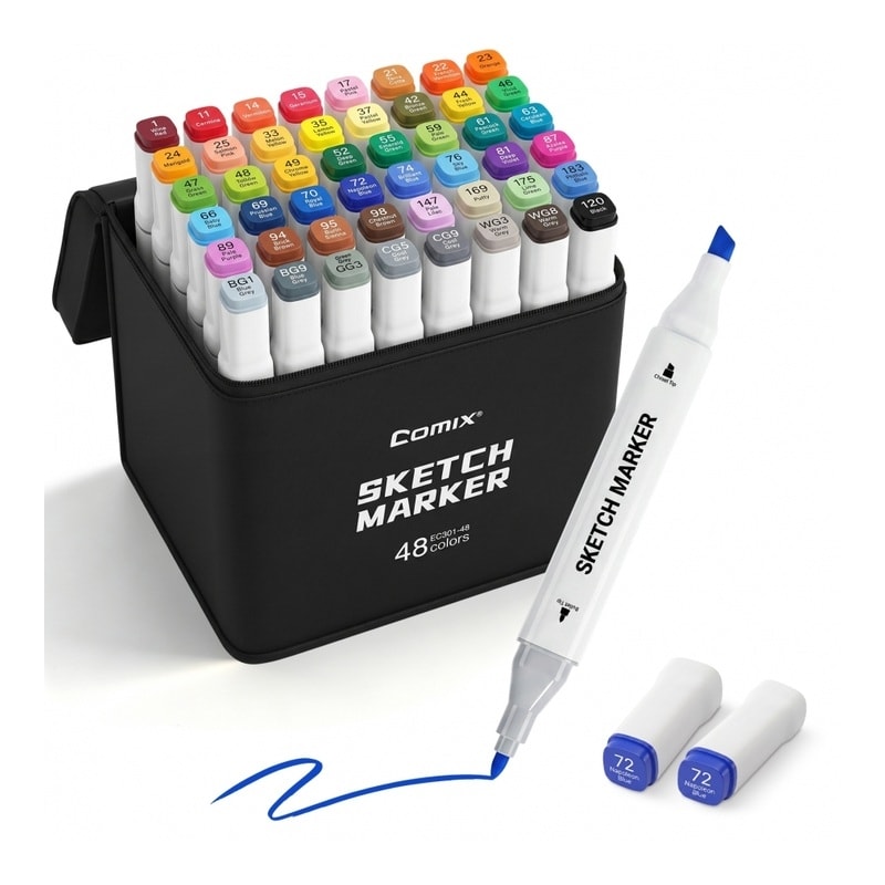 Marker Comix Double Tip Square Double 48/Bag Ec301-48