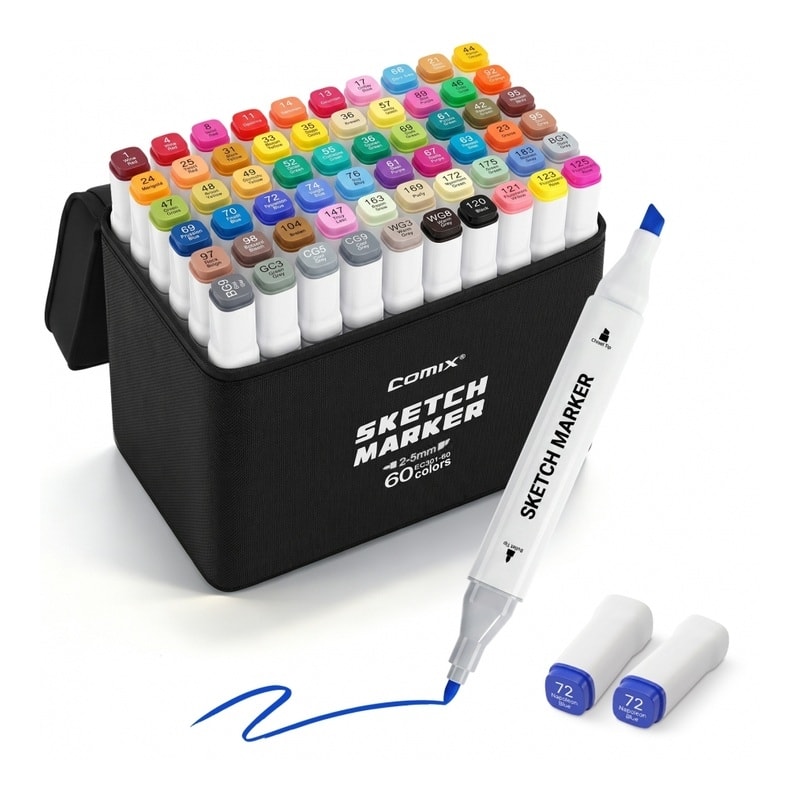 Marker Comix Double Tip Square Double 60/Bag Ec301-60