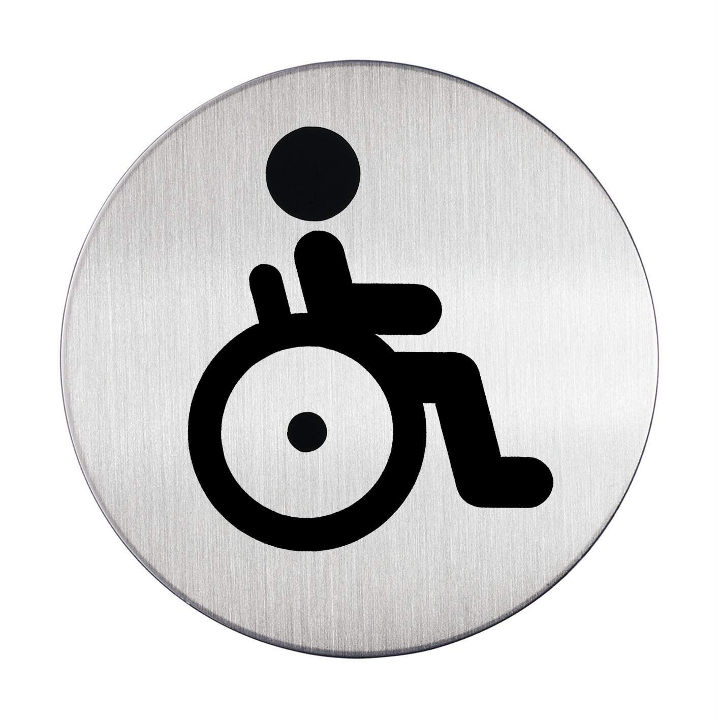 Message Sign Durable Pictogram 83Mm Round Stainless Steel Wc Disable 4906-23
