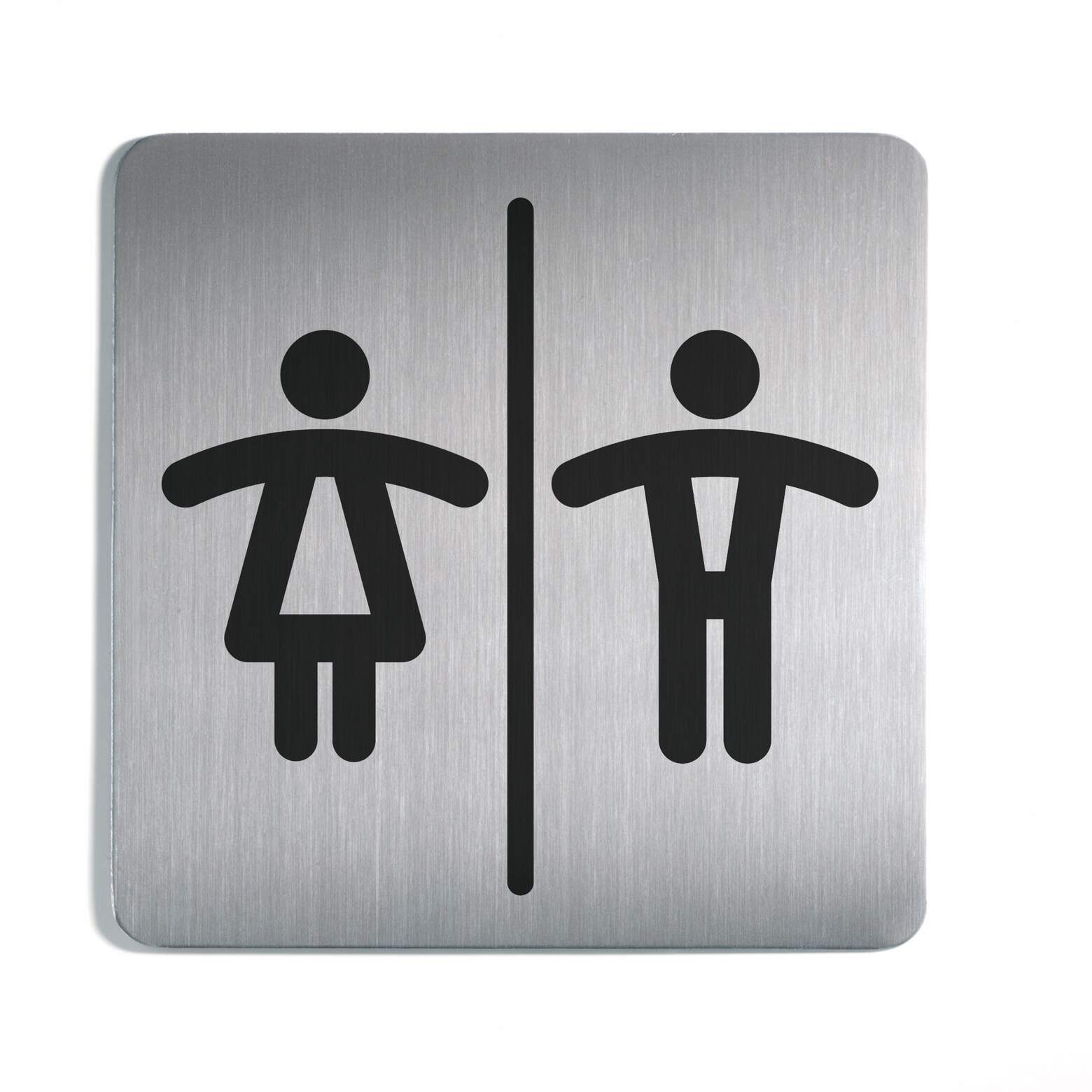 Message Sign Durable Pictogram 150X150Mm Square Stainless Steel Wc M/W 4958-23