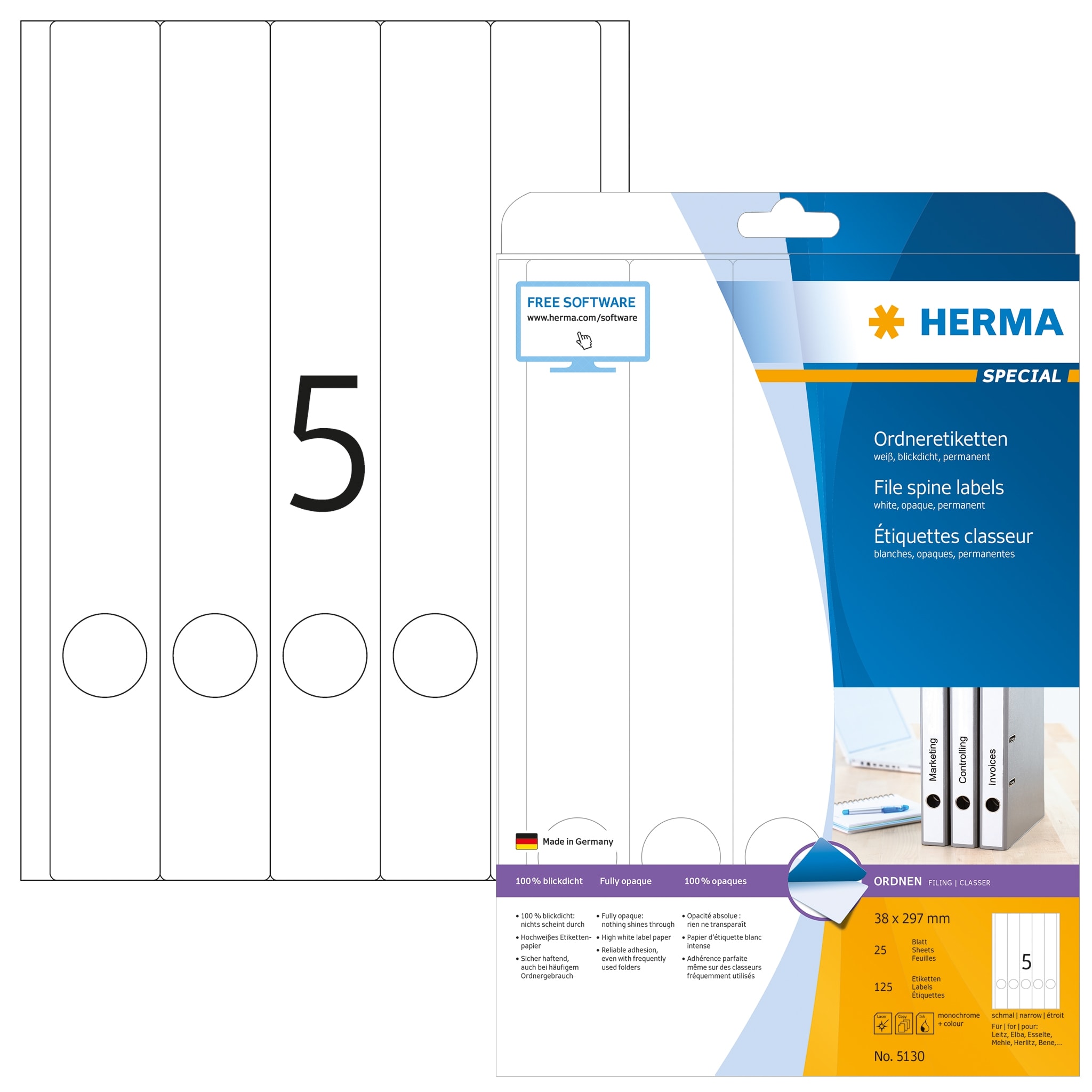 Label Herma Super Print A4 25Sh/Pack 38.0X297Mm L.Grey 5130