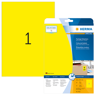 Label Herma Super Print A4 25Sh/Pack 210X 297Mm Yellow 4421