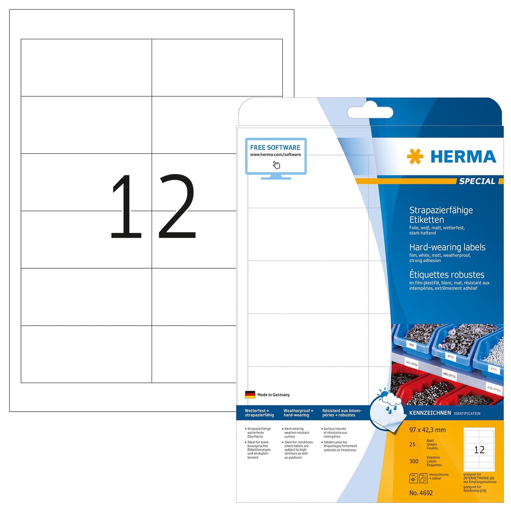 Label Herma Super Print A4 25Sh/Pack 96.5X42.3Mm Polyester 4692