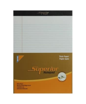 Writing Pad Mintra Superior 21.6X29.8 Ruled 50Sheets Stapled White 10820