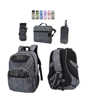 Backpack Grey Genius Set 4 Pcs