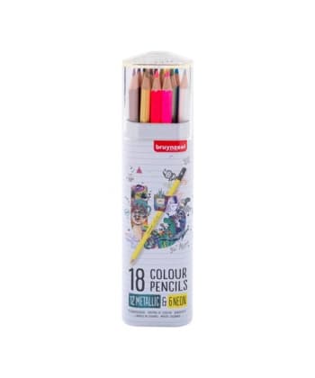 Bruynzeel Colour pencil tin metallic & neon | 18 colours
