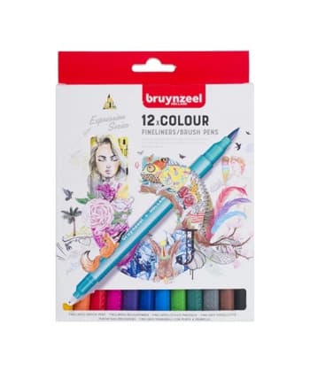Fineliner Bruynzeel brush pen set | 12 colours