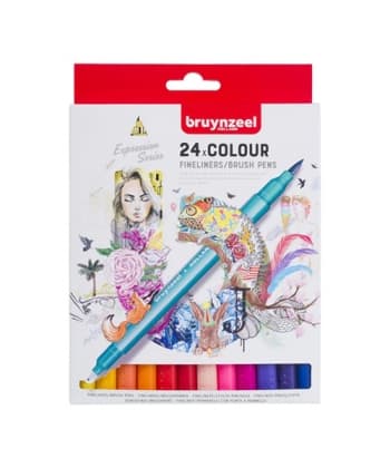 Fineliner Bruynzeel /brush pen set | 24 colours