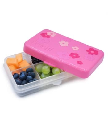 Melii Snackle Box Mini 6 Compartment FLOWERS PINK