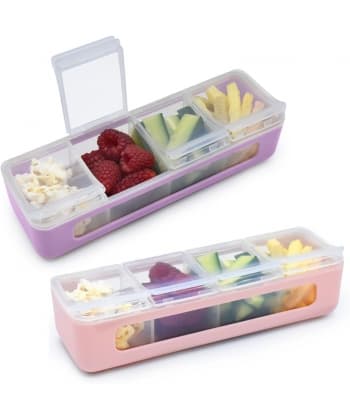 Melii Snackle Box- 4 Compartment PINK/PURPLE