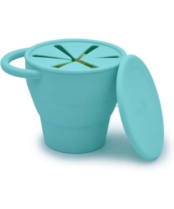 Melii 100% Silicone Collapsible Snack Container with Finger Trap BLUE