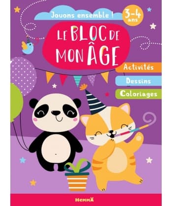 Le Bloc De Mon Age (3-4 Ans) - Jouons Ensemble ! (Panda Et Chat En Fete) - Activites - Dessins - Col