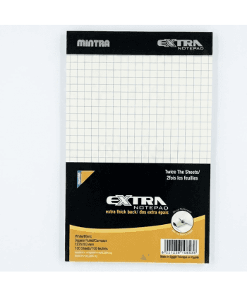 Notebook Mintra 12.7X20.3 Ruled 100Sh Extra Pad Stapled White 10843
